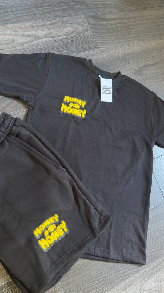 MONEYI$MONEY Black/Yellow shorts set