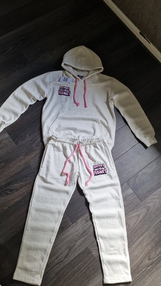 MONEYI$MONEY pink/grey hoodie set