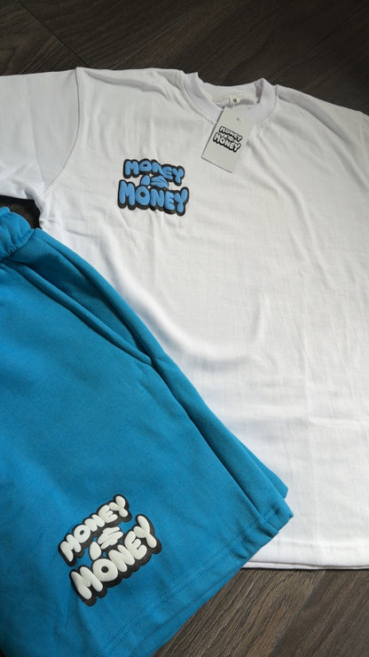 MONEYI$MONEY Light blue/White shorts set