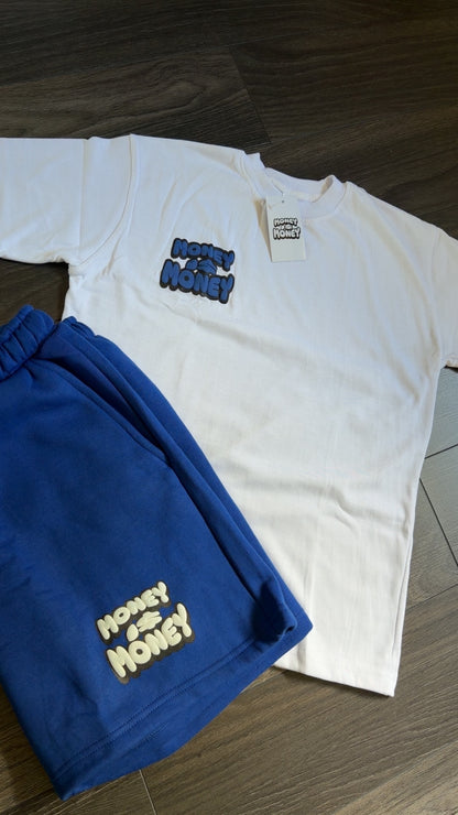 Blue/White MONEYI$MONEY Shorts Set