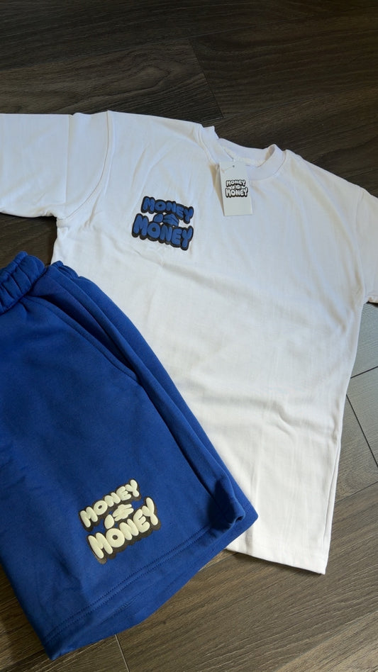 Blue/White MONEYI$MONEY Shorts Set