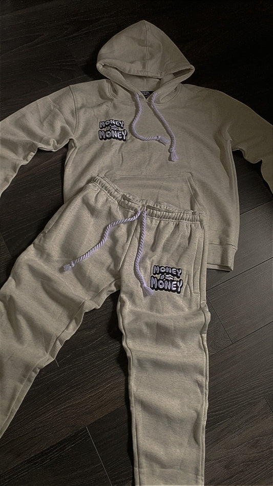 MONEYI$MONEY Grey/White Hoodie set