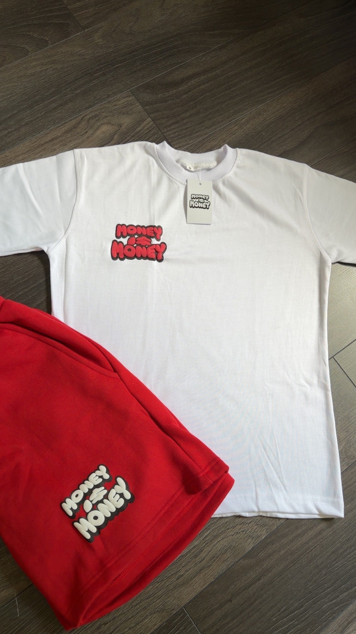MONEYI$MONEY Red/White Shorts Set